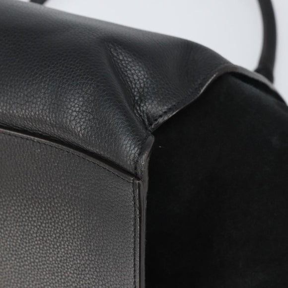 CELINE Trapeze Hand Bag Leather Suede Black Silver Auth 165042