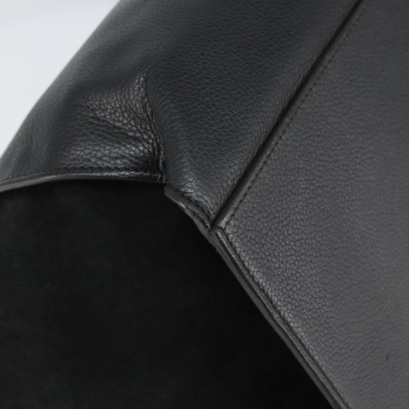 CELINE Trapeze Hand Bag Leather Suede Black Silver Auth 165042