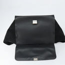 CELINE Trapeze Hand Bag Leather Suede Black Silver Auth 165042-9