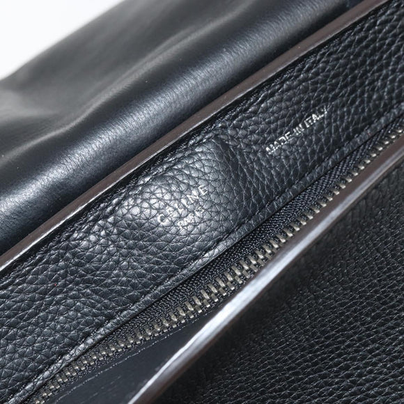 CELINE Trapeze Hand Bag Leather Suede Black Silver Auth 165042