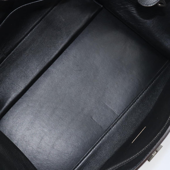 CELINE Trapeze Hand Bag Leather Suede Black Silver Auth 165042