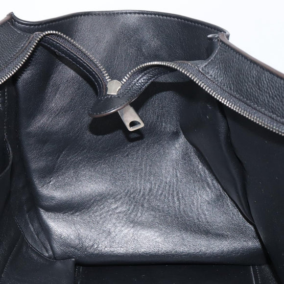 CELINE Trapeze Hand Bag Leather Suede Black Silver Auth 165042