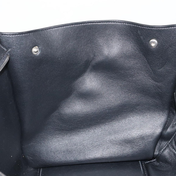 CELINE Trapeze Hand Bag Leather Suede Black Silver Auth 165042