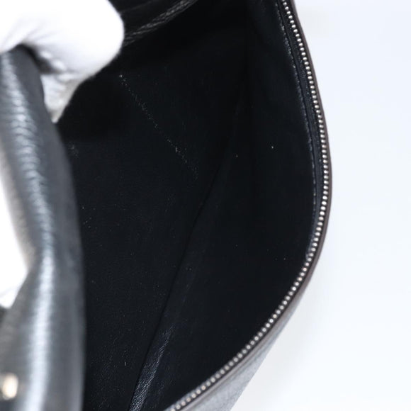 CELINE Trapeze Hand Bag Leather Suede Black Silver Auth 165042