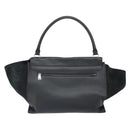 CELINE Trapeze Hand Bag Leather Suede Black Silver Auth 165042-2