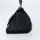 CELINE Trapeze Hand Bag Leather Suede Black Silver Auth 165042-4