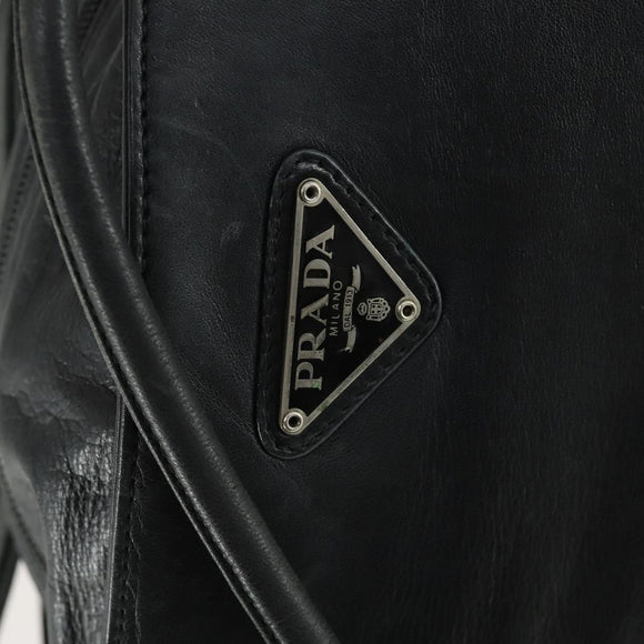 PRADA Tragetasche Leder Schwarz Auth 165044