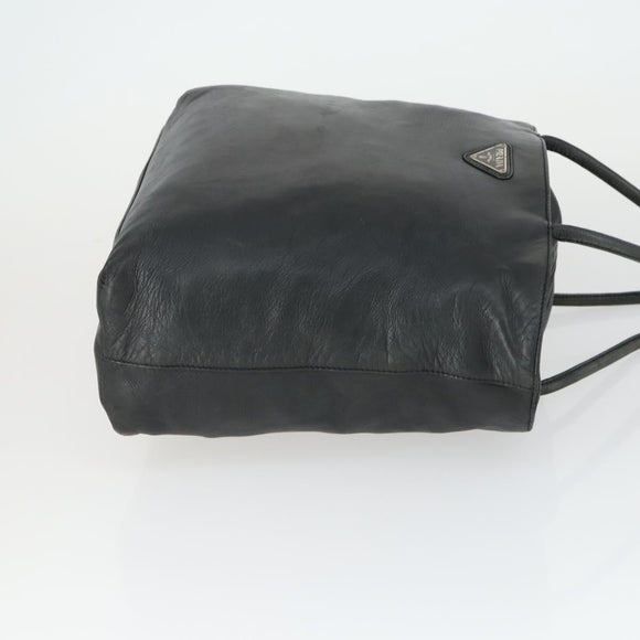 PRADA Tote Bag Leather Black Auth 165044