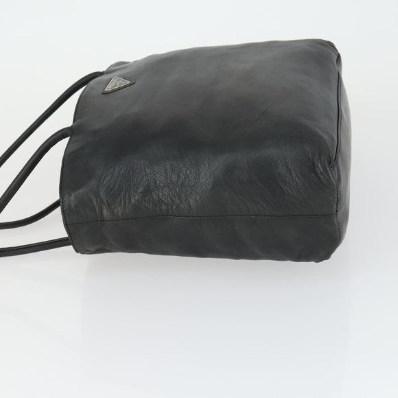 PRADA Tote Bag Leather Black Auth 165044