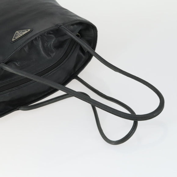 PRADA Tote Bag Leather Black Auth 165044