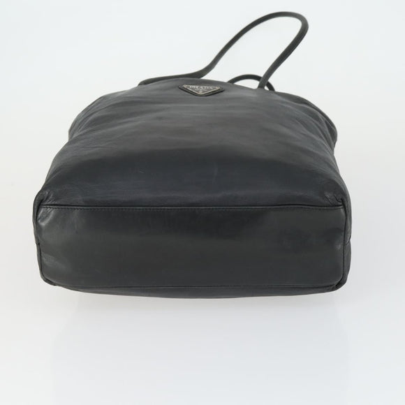 PRADA Tote Bag Leather Black Auth 165044
