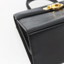 Salvatore Ferragamo Gancini Hand Bag Leather Black Gold Auth 165048-14