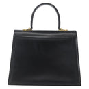 Salvatore Ferragamo Gancini Hand Bag Leather Black Gold Auth 165048-2