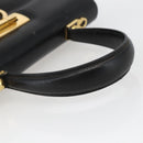 Salvatore Ferragamo Gancini Hand Bag Leather Black Gold Auth 165048-7