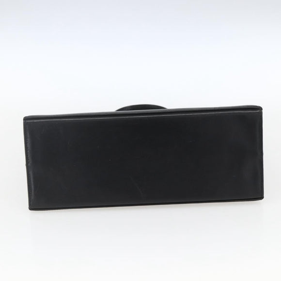 Salvatore Ferragamo Gancini Hand Bag Leather Black Gold Auth 165048