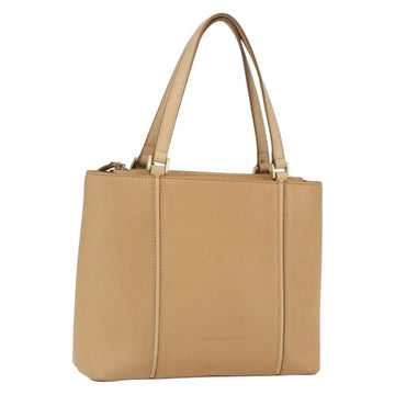BURBERRY Hand Bag Leather Beige Gold Auth 165049