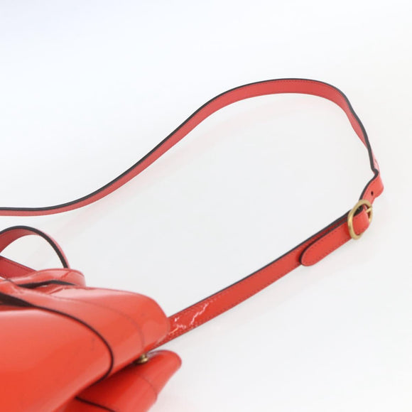 GUCCI Horsebit Hand Bag Patent leather 2way Orange 319795 Auth 165050