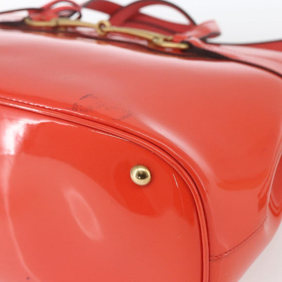 GUCCI Horsebit Hand Bag Patent leather 2way Orange 319795 Auth 165050