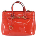 GUCCI Horsebit Hand Bag Patent leather 2way Orange 319795 Auth 165050-13