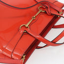 GUCCI Horsebit Hand Bag Patent leather 2way Orange 319795 Auth 165050-6