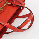 GUCCI Horsebit Hand Bag Patent leather 2way Orange 319795 Auth 165050-7