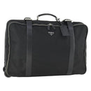 PRADA Carry Case Suitcase Nylon Leather Black Silver Auth 165055-1