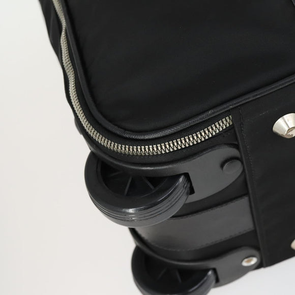 PRADA Carry Case Suitcase Nylon Leather Black Silver Auth 165055
