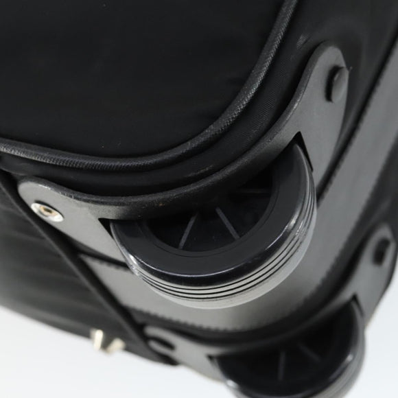 PRADA Carry Case Suitcase Nylon Leather Black Silver Auth 165055