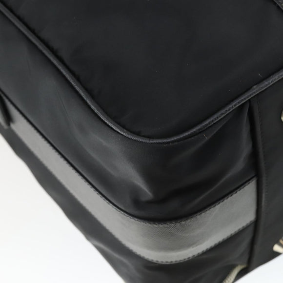 PRADA Carry Case Suitcase Nylon Leather Black Silver Auth 165055