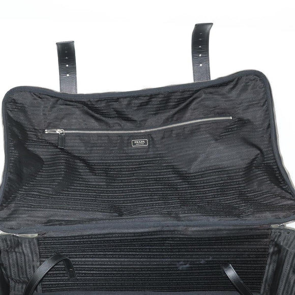PRADA Carry Case Suitcase Nylon Leather Black Silver Auth 165055