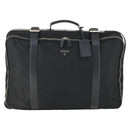 PRADA Carry Case Suitcase Nylon Leather Black Silver Auth 165055-13