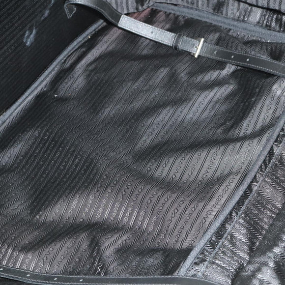 PRADA Carry Case Suitcase Nylon Leather Black Silver Auth 165055