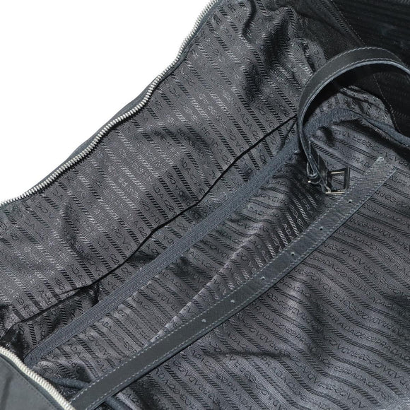 PRADA Carry Case Suitcase Nylon Leather Black Silver Auth 165055