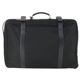 PRADA Carry Case Suitcase Nylon Leather Black Silver Auth 165055 - 0