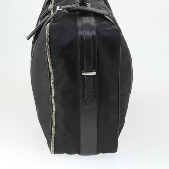 PRADA Carry Case Suitcase Nylon Leather Black Silver Auth 165055