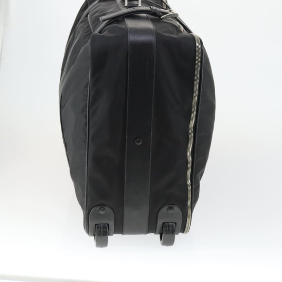 PRADA Carry Case Suitcase Nylon Leather Black Silver Auth 165055