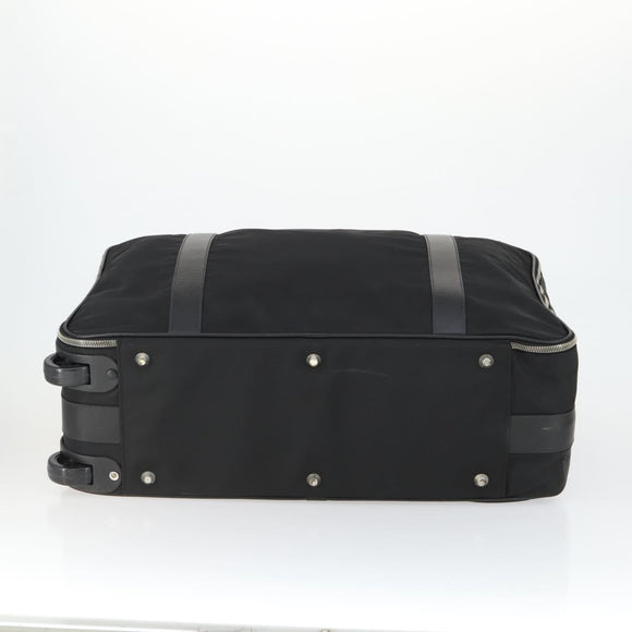 PRADA Carry Case Suitcase Nylon Leather Black Silver Auth 165055