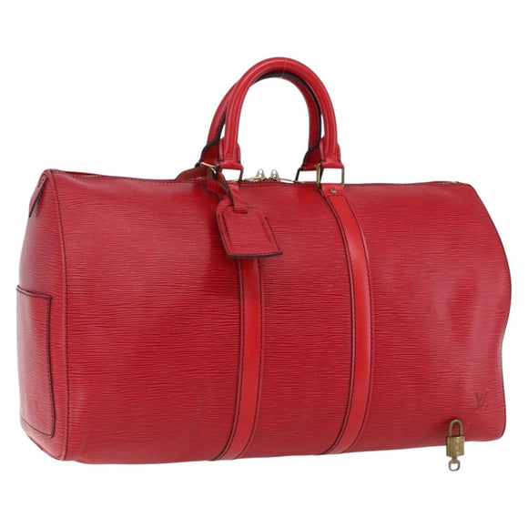 LOUIS VUITTON Epi Keepall 45 Boston Bag Red M42977 LV Auth 165059V