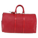 LOUIS VUITTON Epi Keepall 45 Boston Bag Red M42977 LV Auth 165059V-13