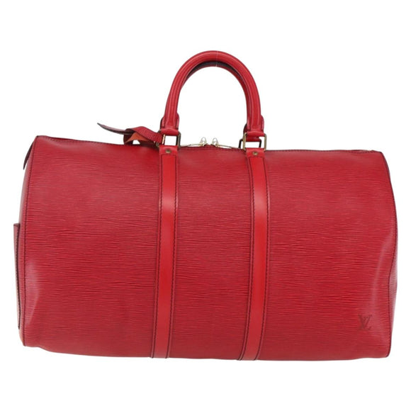 LOUIS VUITTON Epi Keepall 45 Boston Bag Red M42977 LV Auth 165059V