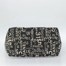 CHANEL By Sea Line Tote Bag Canvas Black Silver CC Auth 165062-15