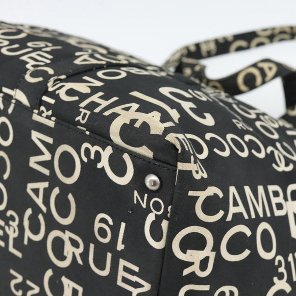 CHANEL By Sea Line Tote Bag Canvas Black Silver CC Auth 165062