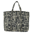 CHANEL By Sea Line Tote Bag Canvas Black Silver CC Auth 165062-13