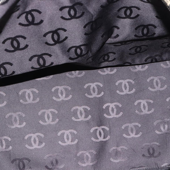 CHANEL By Sea Line Tote Bag Canvas Black Silver CC Auth 165062