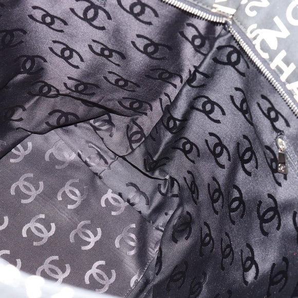CHANEL By Sea Line Tote Bag Canvas Black Silver CC Auth 165062
