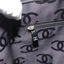 CHANEL By Sea Line Tote Bag Canvas Black Silver CC Auth 165062-23