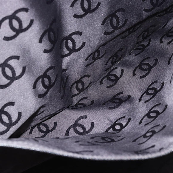 CHANEL By Sea Line Tote Bag Canvas Black Silver CC Auth 165062