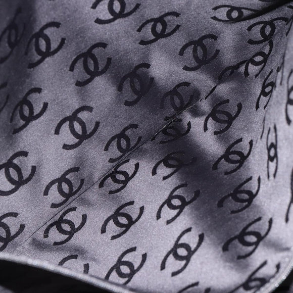 CHANEL By Sea Line Tote Bag Canvas Black Silver CC Auth 165062