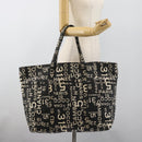 CHANEL By Sea Line Tote Bag Canvas Black Silver CC Auth 165062-28
