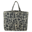 CHANEL By Sea Line Tote Bag Canvas Black Silver CC Auth 165062-2